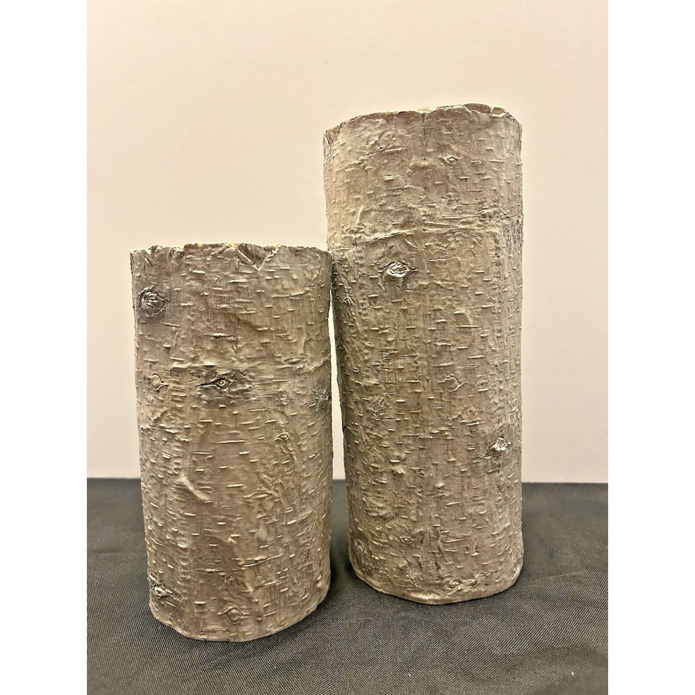 Light Birchwood (faux Wood) Candle Holders -Set Of 2